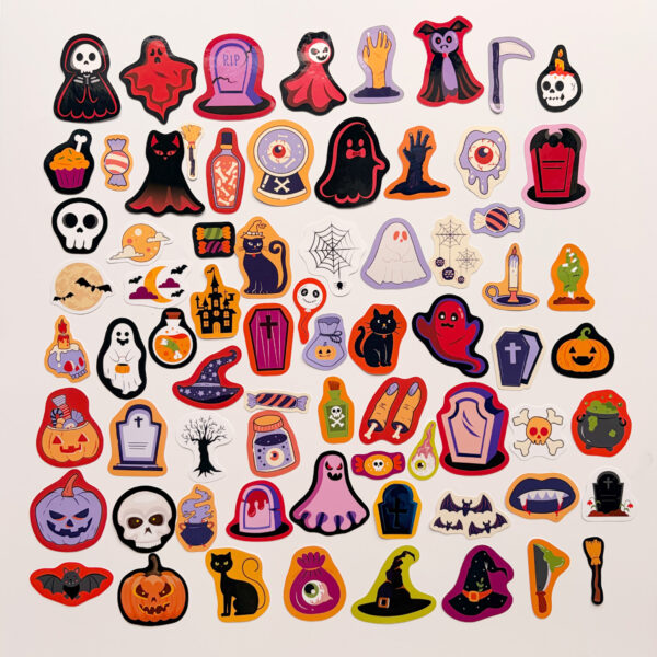 Spooky Dump Halloween 70 adet Cadılar Bayramı sticker paketi ve etiketleri