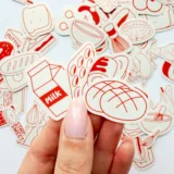 Pastane ve pastacılık temalı 94 adet kruvasan, kek, donut ve pastacı karakterli sticker paketi