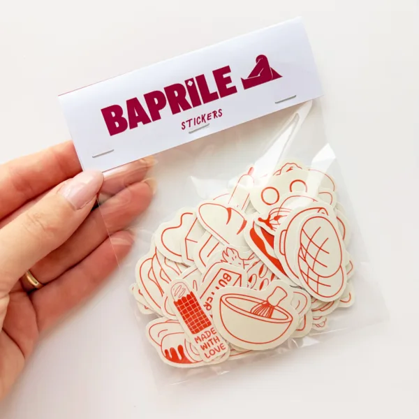Pastane ve pastacılık temalı 94 adet kruvasan, kek, donut ve pastacı karakterli sticker paketi