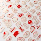 Pastane ve pastacılık temalı 94 adet kruvasan, kek, donut ve pastacı karakterli sticker paketi