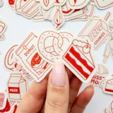 Pastane ve pastacılık temalı 94 adet kruvasan, kek, donut ve pastacı karakterli sticker paketi
