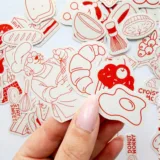 Pastane ve pastacılık temalı 94 adet kruvasan, kek, donut ve pastacı karakterli sticker paketi