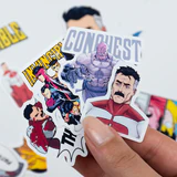 Invincible çizgi dizi karakterlerinin bulunduğu 20 parça suya dayanıklı sticker seti