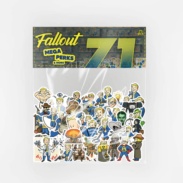 Fallout Mega Perks & More 71 parça suya dayanıklı vinyl sticker seti