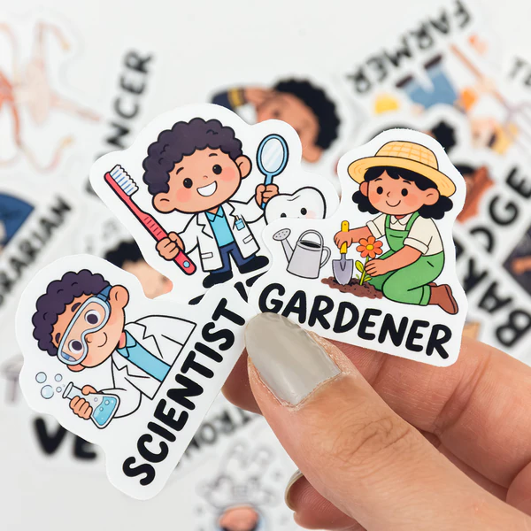 İngilizce Meslekler Sticker Paketi 23 Parça Suya Dayanıklı Parlak Vinil Etiket Seti