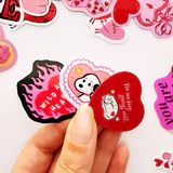 Kalp ve aşk temalı 27 parça suya dayanıklı parlak vinil sticker paketi