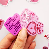 Kalp ve aşk temalı 27 parça suya dayanıklı parlak vinil sticker paketi