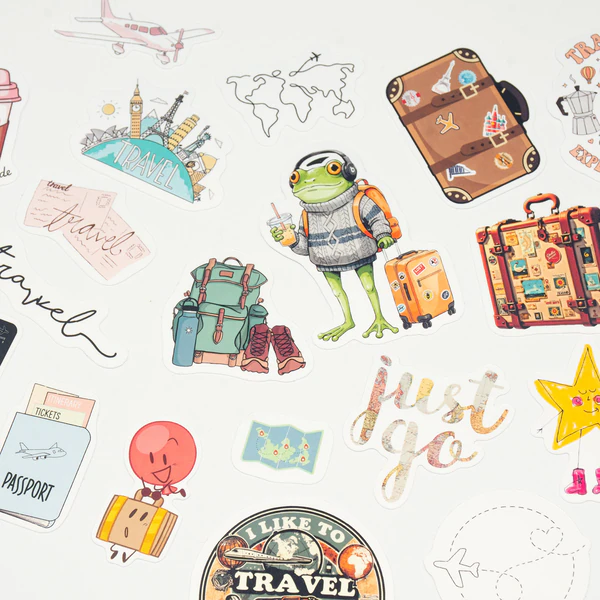 Seyahat Temalı Sticker Paketi 22 Parça Suya Dayanıklı Vinil Etiket Seti
