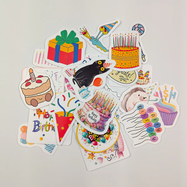 Happy Birthday Sticker Paketi 25 Parça Suya Dayanıklı Doğum Günü Etiket Seti