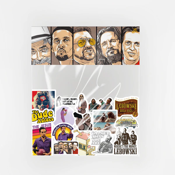 Big Lebowski film temalı 16 parça suya dayanıklı parlak vinil sticker paketi
