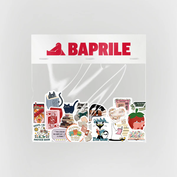 Kitap temalı 20 parça suya dayanıklı vinil sticker paketi Baprile