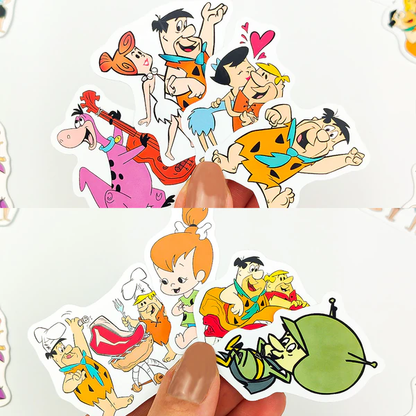 Taş Devri temalı 23 parça parlak vinil sticker paketi