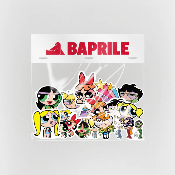 Powerpuff Girls karakterlerinin olduğu 14 parça suya dayanıklı vinil sticker seti