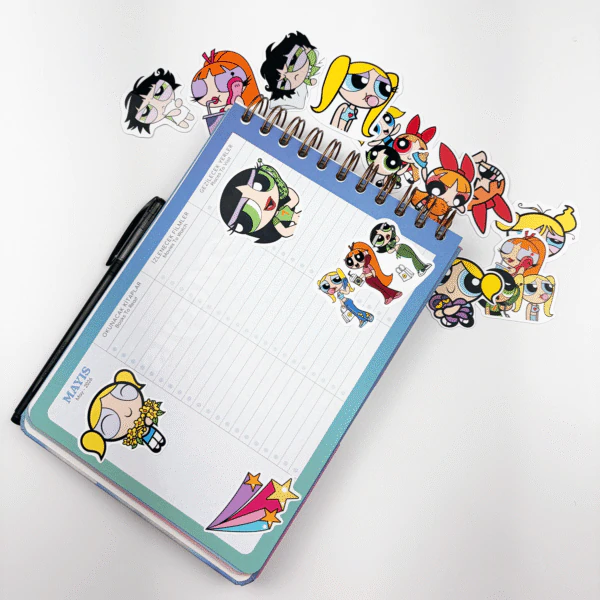 Powerpuff Girls 14 parça suya dayanıklı parlak vinil sticker seti