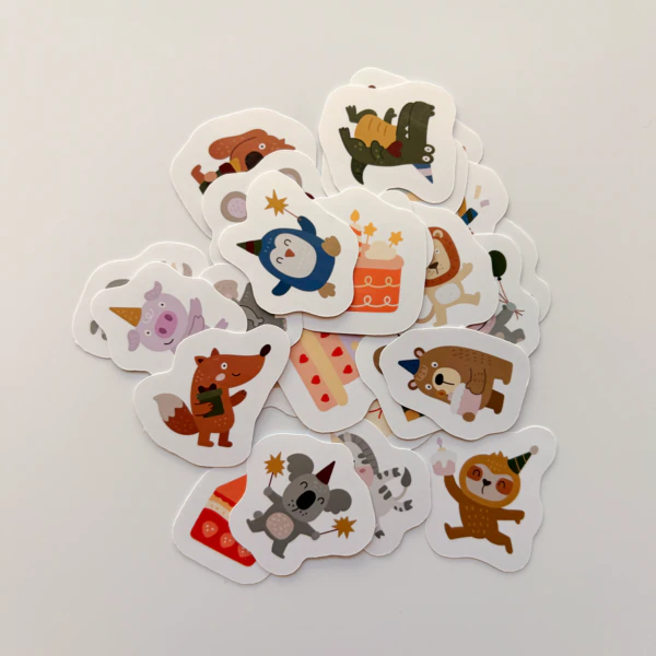 Sevimli Hayvanlar Doğum Günü 25 Parça Sticker Paketi