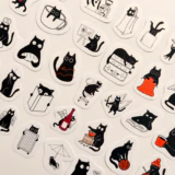 Eğlenceli Siyah Kedi 35 Parça Suya Dayanıklı Parlak Vinil Sticker Paketi