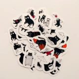 Eğlenceli Siyah Kedi 35 Parça Suya Dayanıklı Parlak Vinil Sticker Paketi