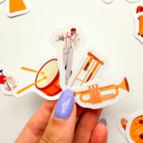 Müzik Enstrümanları ve Müzisyenler 63 Parça Suya Dayanıklı Sticker Paketi