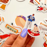 Müzik Enstrümanları ve Müzisyenler 63 Parça Suya Dayanıklı Sticker Paketi