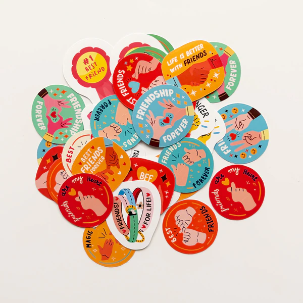 Arkadaşlık temalı ikili set 34 parça suya dayanıklı vinil sticker paketi