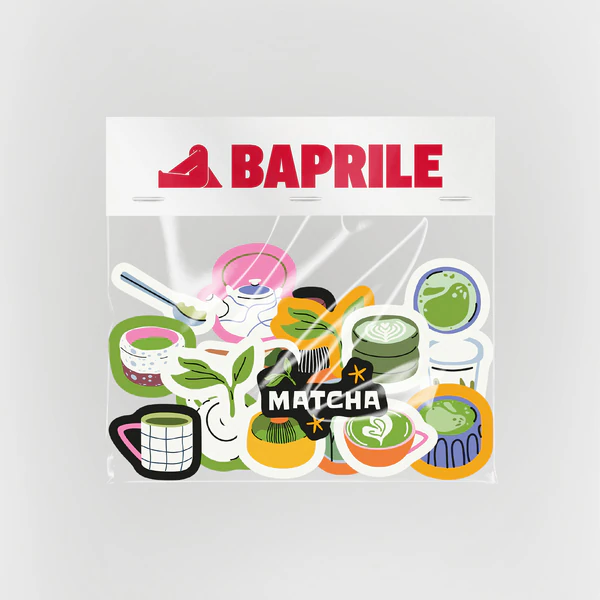 Matcha latte temalı 15 parça suya dayanıklı vinyl sticker seti
