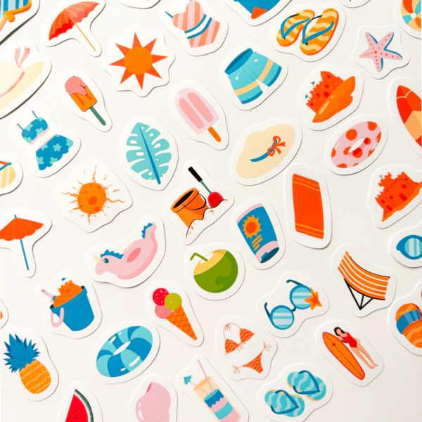 Renkli Yaz Tatili Temalı 73 Parça Mix Sticker Paketi