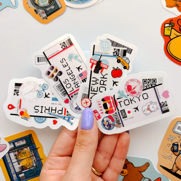 Tatil ve seyahat temalı 30 parça suya dayanıklı vinil sticker seti