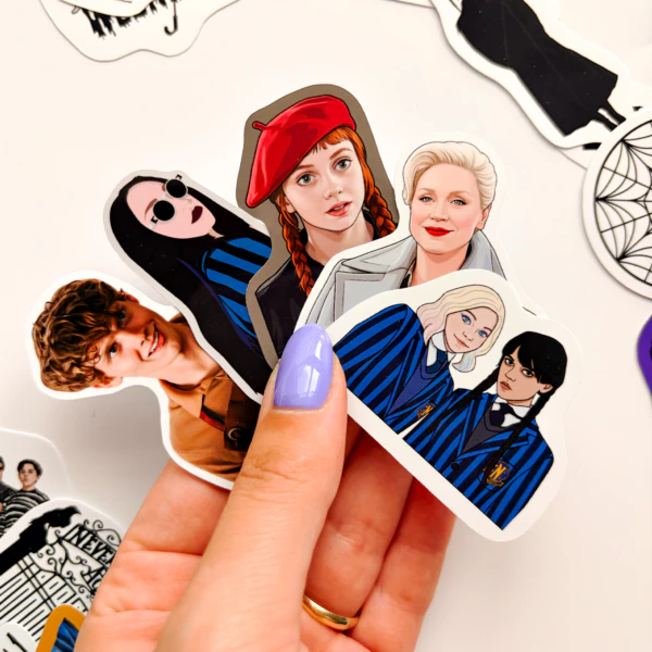 Wednesday 30 parça suya dayanıklı parlak vinil sticker seti