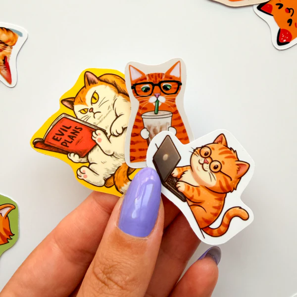 Turuncu Kediler 27 Parça Sticker Paketi Suya Dayanıklı Etiket Seti