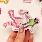 Baprile Chroma pembe temalı yıldız desenli hologram sticker seti 21 adet