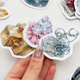 Mineral ve Kristal Sticker Seti 34 Adet Doğal Taş Çizimli Vinil Çıkartma