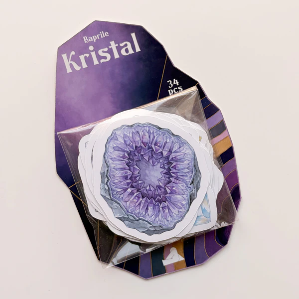 Mineral ve Kristal Sticker Seti 34 Adet Doğal Taş Çizimli Vinil Çıkartma