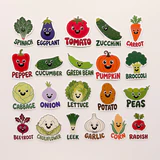 İngilizce Sebzeler 21 adet parlak vinil sticker paketi