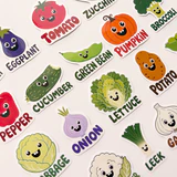 İngilizce Sebzeler 21 adet parlak vinil sticker paketi
