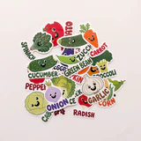 İngilizce Sebzeler 21 adet parlak vinil sticker paketi