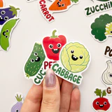 İngilizce Sebzeler 21 adet parlak vinil sticker paketi