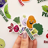 İngilizce Sebzeler 21 adet parlak vinil sticker paketi