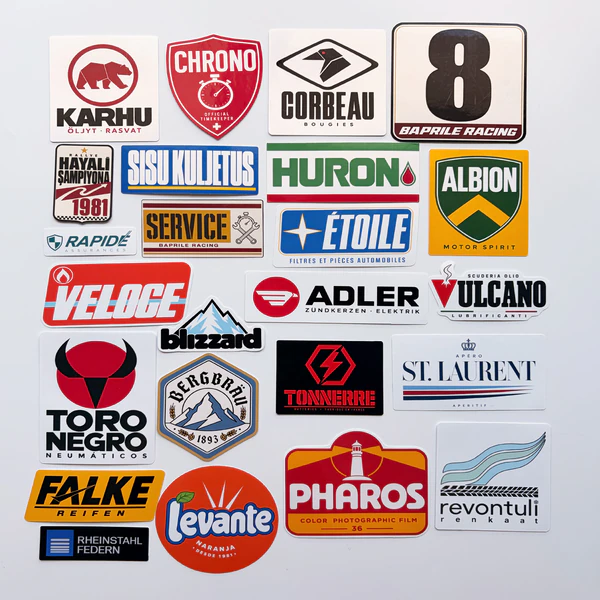Hayali Şampiyona Ralli Sponsor Çıkartmaları 24 Adet Suya Dayanıklı Parlak Vinil Sticker Seti