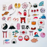 Japon temalı kültürel 42 adet suya dayanıklı parlak vinil sticker paketi