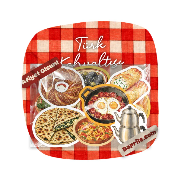 Türk Kahvaltısı 15 Adet Suya Dayanıklı Vinil Sticker Seti