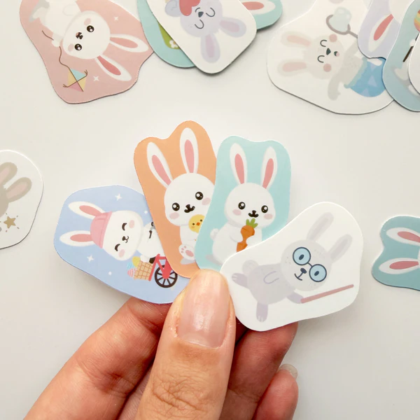 Tavşanlar 60 Adet Suya Dayanıklı Parlak Vinil Sticker Paketi