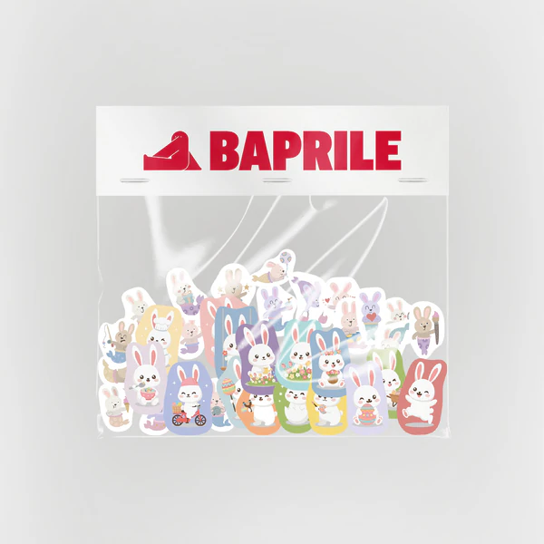 Tavşanlar 60 adet suya dayanıklı parlak vinil sticker paketi