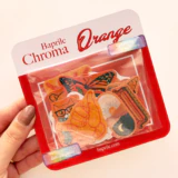 Turuncu renk temalı yıldız desenli hologram sticker paketi 21 adet