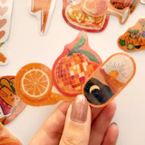 Turuncu renk temalı yıldız desenli hologram sticker paketi 21 adet