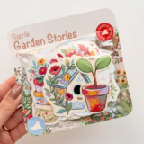 Bitkiler saksılar ve bahçe dostları 30 adet suya dayanıklı vinil sticker paketi