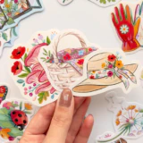 Bitkiler saksılar ve bahçe dostları 30 adet suya dayanıklı vinil sticker paketi