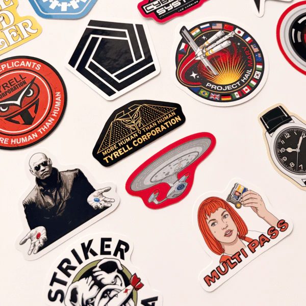 Bilim kurgu film temalı 17 adet sticker paketi laptop termos telefon etiketi