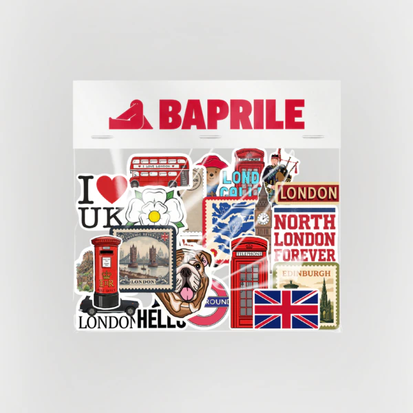 Birleşik Krallık İngiltere temalı 27 parça suya dayanıklı vinil sticker seti