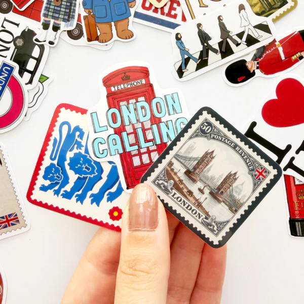 Birleşik Krallık İngiltere temalı 27 parça suya dayanıklı vinil sticker seti