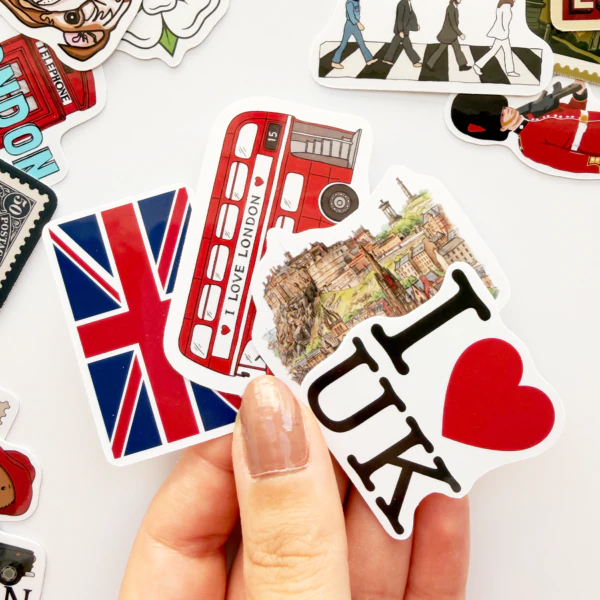 Birleşik Krallık İngiltere temalı 27 parça suya dayanıklı vinil sticker seti